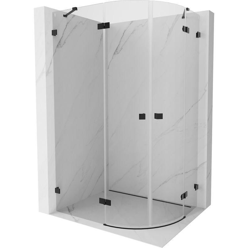 Mexen Lunar cabine de douche semi-circulaire pivotante gauche 100 x 70 cm, transparent, noir - 833-100L-070P-70-00