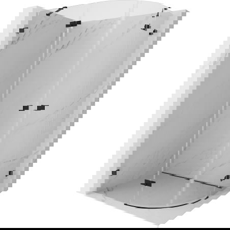 Mexen Lunar cabine de douche semi-circulaire pivotante gauche 100 x 80 cm, transparent, noir - 833-100L-080P-70-00