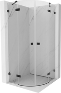 Mexen Lunar cabine de douche demi-circulaire pivotante 100 x 100 cm, transparent, noir - 833-100L-100P-70-00