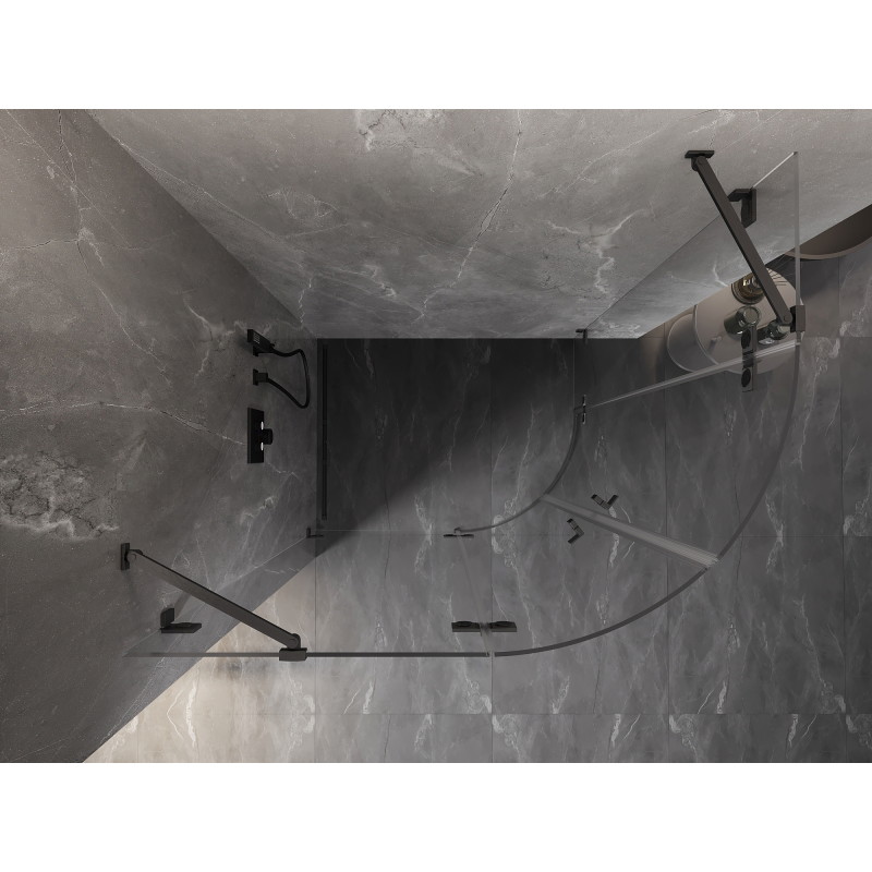 Mexen Lunar cabine de douche semi-circulaire pivotante gauche 80 x 70 cm, transparent, gris canon brossé - 833-080L-070P-66-00