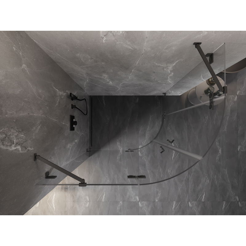 Mexen Lunar cabine de douche semi-circulaire pivotante gauche 80 x 70 cm, transparent, gun metal - 833-080L-070P-95-00