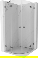 Mexen Lunar cabine de douche semi-circulaire battante 90 x 90 cm, transparent, metal gun - 833-090L-090P-95-00
