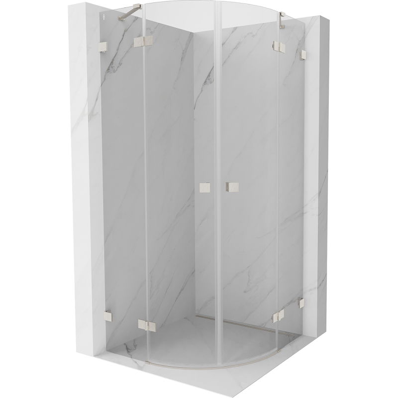 Mexen Lunar cabine de douche semi-circulaire battante 80 x 80 cm, transparent, nickel brossé - 833-080L-080P-97-00