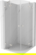 Mexen Lunar cabine de douche semi-circulaire battante 80 x 80 cm, transparent, nickel brossé - 833-080L-080P-97-00