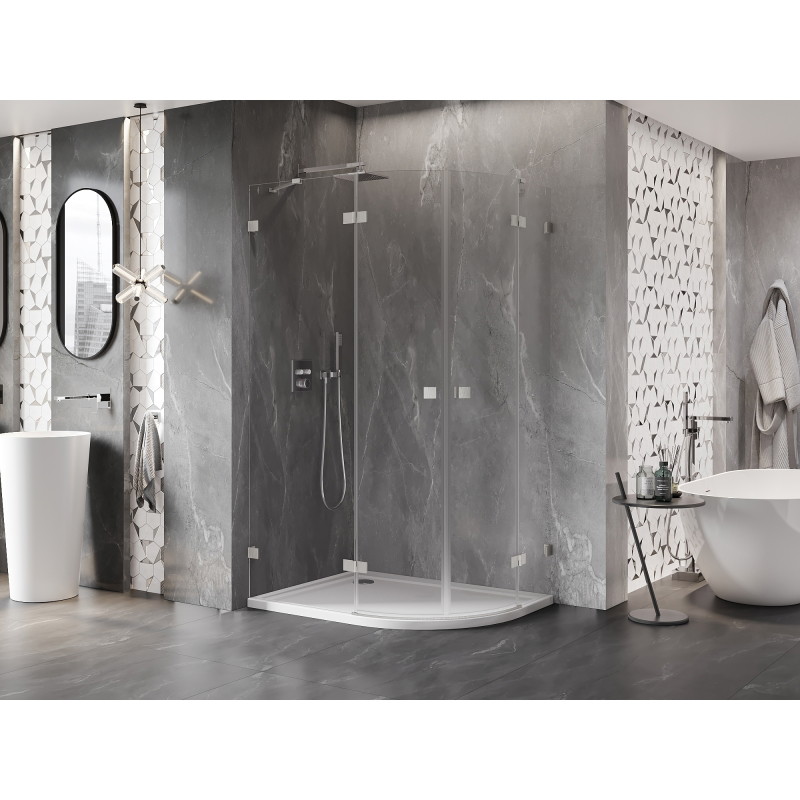 Mexen Lunar cabine de douche quart de cercle pivotante gauche 90 x 70 cm, transparent, nickel brossé - 833-090L-070P-97-00