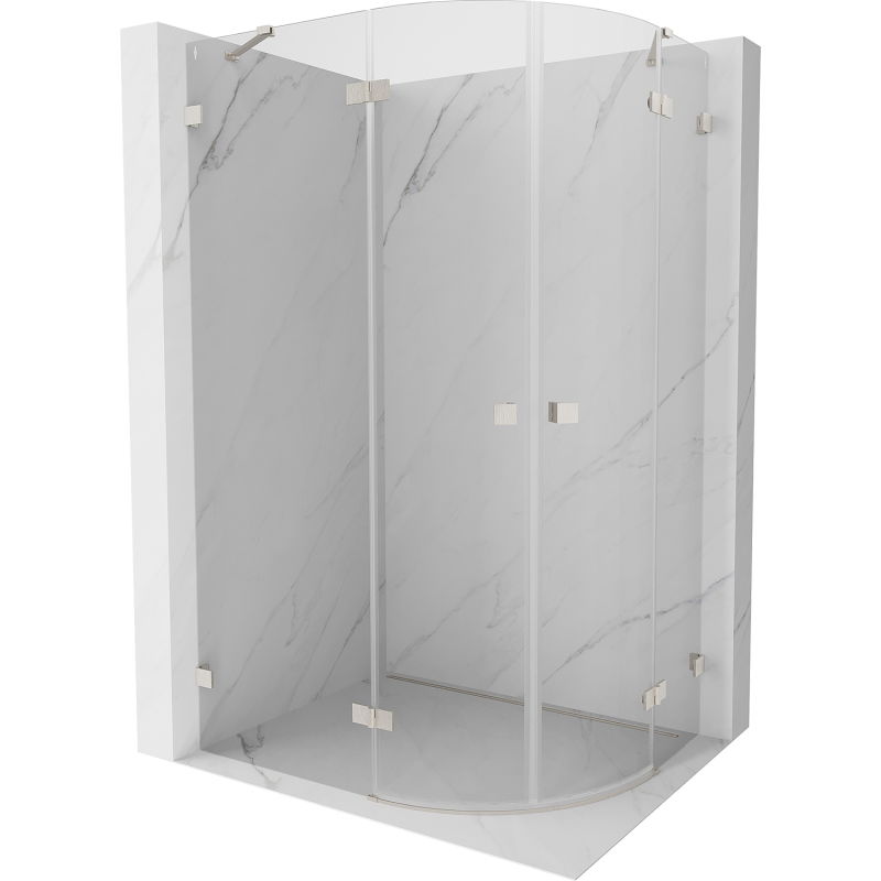 Mexen Lunar cabine de douche semi-circulaire pivotante gauche 100 x 90 cm, transparent, nickel brossé - 833-100L-090P-97-00