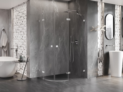 Cabine de douche arrondie Mexen Lunar porte droite 100 x 80 cm, transparent, chrome - 833-100P-080L-01-00