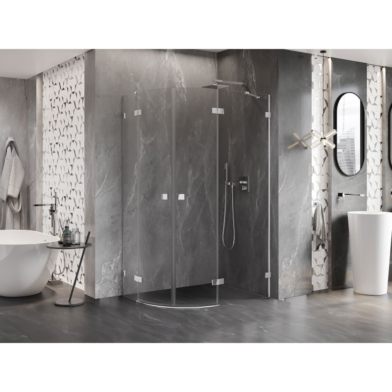 Mexen Lunar cabine de douche semi-circulaire pivotante droite 100 x 90 cm, transparent, chrome - 833-100P-090L-01-00