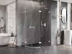 Mexen Lunar cabine de douche semi-circulaire pivotante droite 100 x 90 cm, transparent, blanc - 833-100P-090L-20-00