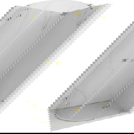 Mexen Lunar cabine de douche semi-circulaire pivotante droite 100 x 80 cm, transparent, or - 833-100P-080L-50-00