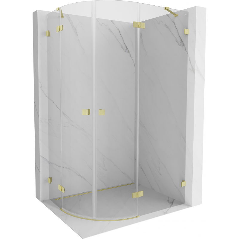 Mexen Lunar cabine de douche semi-circulaire pivotante droite 100 x 80 cm, transparent, or brossé - 833-100P-080L-55-00