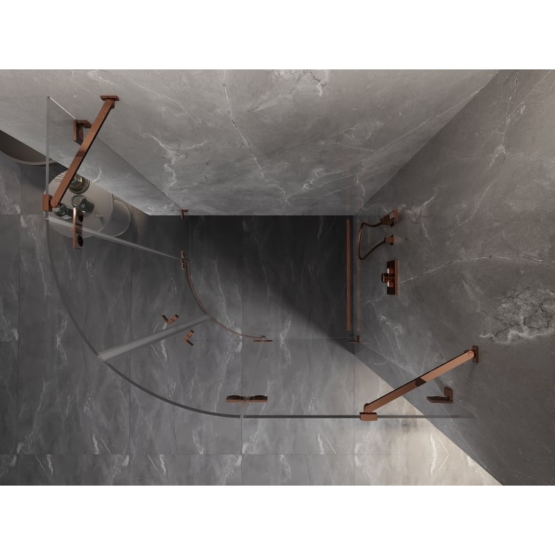 Mexen Lunar cabine de douche semi-circulaire pivotante droite 100 x 70 cm, transparent, or rose - 833-100P-070L-60-00