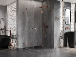 Mexen Lunar cabine de douche demi-circulaire ouvrante droite 100 x 80 cm, transparent, or rose - 833-100P-080L-60-00