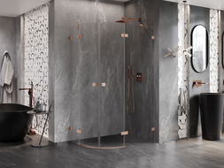 Mexen Lunar cabine de douche semi-circulaire battante droite 100 x 90 cm, transparent, cuivre brossé - 833-100P-090L-65-00