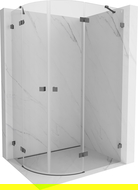 Cabine de douche semi-circulaire battante droite 90 x 70 cm, transparent, gris canon brossé - 833-090P-070L-66-00
