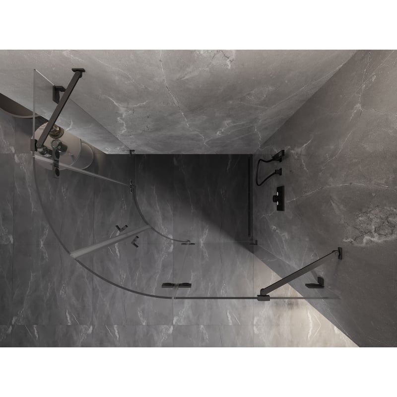 Mexen Lunar cabine de douche demi-circulaire pivotante droite 100 x 70 cm, transparent, gris canon brossé - 833-100P-070L-66-00