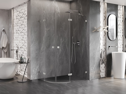 Mexen Lunar cabine de douche semi-circulaire pivotante droite 80 x 70 cm, transparent, nickel brossé - 833-080P-070L-97-00