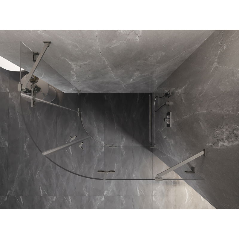 Mexen Lunar cabine de douche semi-circulaire à charnière droite 90 x 80 cm, transparent, nickel brossé - 833-090P-080L-97-00