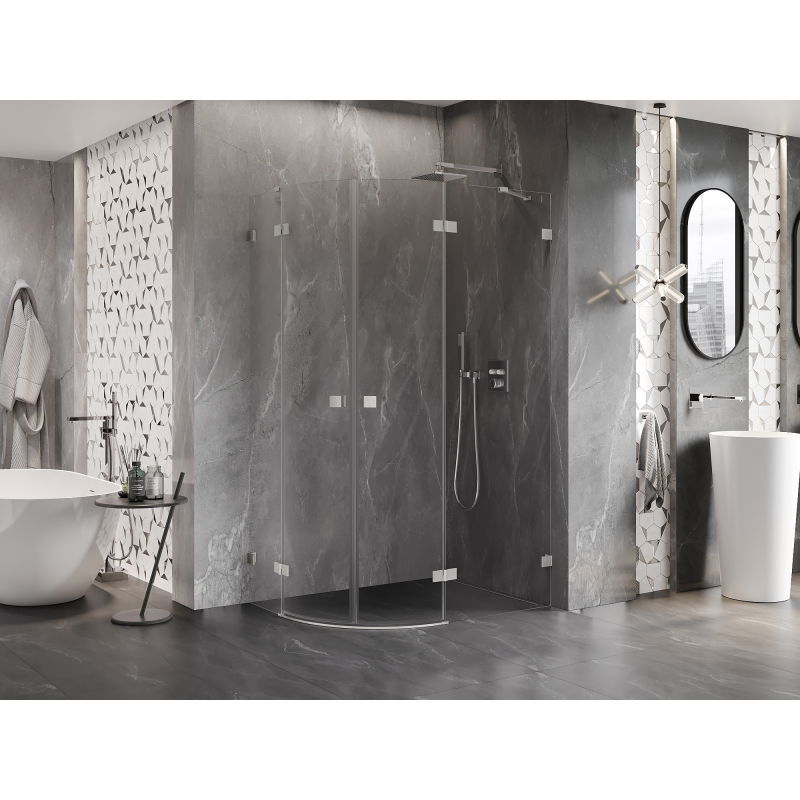 Mexen Lunar cabine de douche semi-circulaire pivotante droite 100 x 70 cm, transparent, nickel brossé - 833-100P-070L-97-00