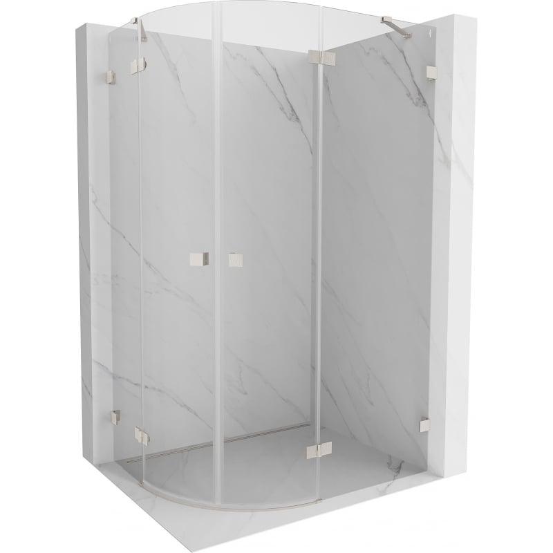Mexen Lunar cabine de douche demi-circulaire pivotante droite 100 x 80 cm, transparent, nickel brossé - 833-100P-080L-97-00