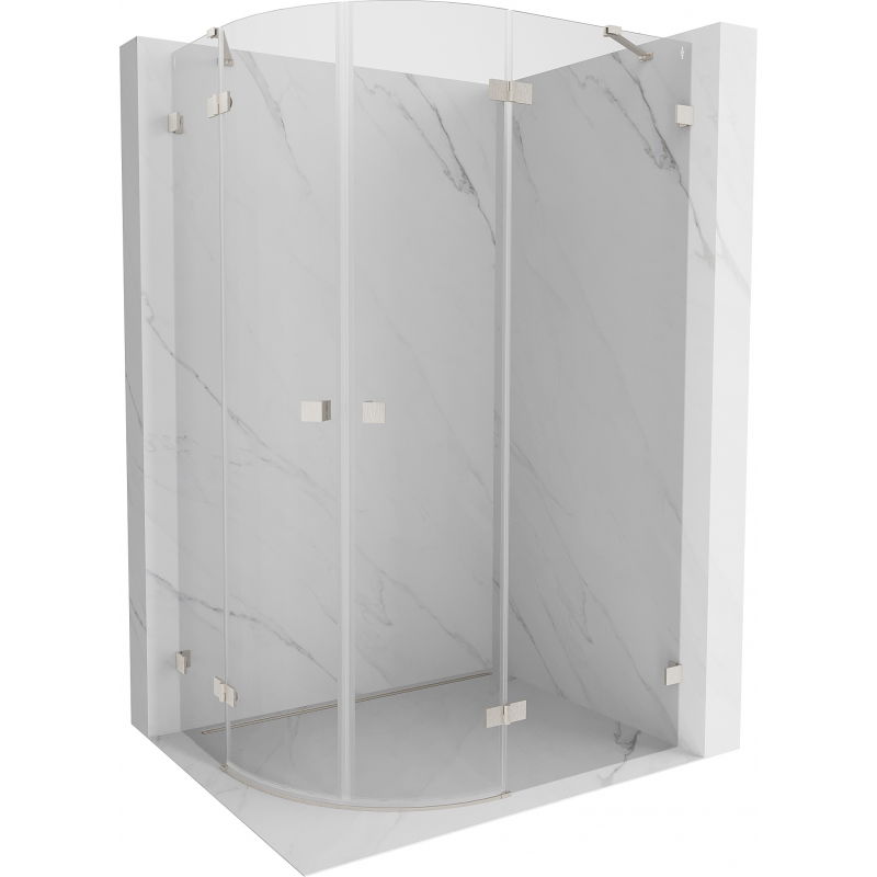 Mexen Lunar cabine de douche semi-circulaire pivotante droite 100 x 90 cm, transparent, nickel brossé - 833-100P-090L-97-00