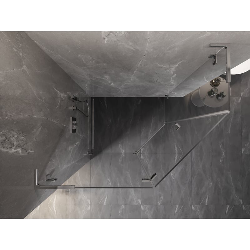 Mexen Lunar L cabine de douche pentagonale pivotante gauche 100 x 80 cm, transparent, chrome - 831L-100L-080P-01-00-L