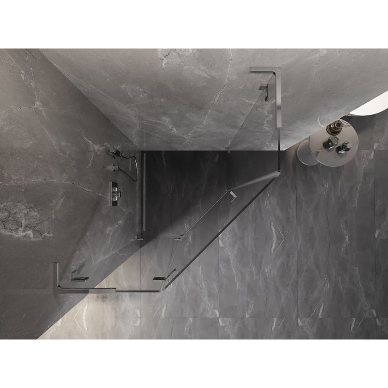 Mexen Lunar L cabine de douche pentagonale pivotante gauche 100 x 100 cm, transparent, chrome - 831L-100L-100P-01-00-L