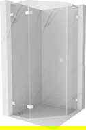 Mexen Lunar L cabine de douche pentagonale battante gauche 80 x 80 cm, transparent, blanc - 831L-080L-080P-20-00-L