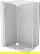 Mexen Lunar L cabine de douche pentagonale pivotante gauche 100 x 80 cm, transparent, blanc - 831L-100L-080P-20-00-L