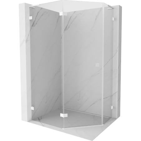 Mexen Lunar L cabine de douche pentagonale pivotante gauche 100 x 90 cm, transparent, blanc - 831L-100L-090P-20-00-L