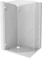 Mexen Lunar L cabine de douche pentagonale pivotante gauche 100 x 90 cm, transparent, blanc - 831L-100L-090P-20-00-L