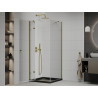 Mexen Roma cabine de douche battante 80 x 80 cm, transparente, or + receveur plat, noir - 854-080-080-50-00-4070G