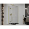 Mexen Roma cabine de douche battante 80 x 80 cm, transparente, or + receveur plat, noir - 854-080-080-50-00-4070G