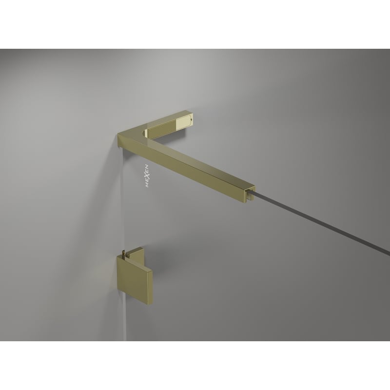 Mexen Lunar L cabine de douche pentagonale pivotante gauche 90 x 80 cm, transparent, or - 831L-090L-080P-50-00-L