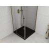 Mexen Roma cabine de douche battante 80 x 80 cm, transparente, or + receveur plat, noir - 854-080-080-50-00-4070G