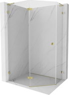 Mexen Lunar L cabine de douche pentagonale pivotante gauche 100 x 80 cm, transparent, doré - 831L-100L-080P-50-00-L