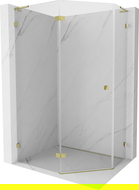 Mexen Lunar L cabine de douche pentagonale pivotante gauche 100 x 80 cm, transparent, dorée - 831L-100L-080P-50-00-L