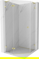 Mexen Lunar L cabine de douche pentagonale à charnière gauche 80 x 80 cm, transparent, or brossé - 831L-080L-080P-55-00-L