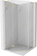 Mexen Lunar L cabine de douche pentagonale pivotante gauche 80 x 80 cm, transparent, or brossé - 831L-080L-080P-55-00-L