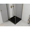 Mexen Roma cabine de douche pivotante 90 x 90 cm, transparente, dorée + receveur plat, noir - 854-090-090-50-00-4070G