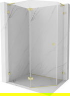 Mexen Lunar L cabine de douche pentagonale pivotante gauche 90 x 80 cm, transparent, or brossé - 831L-090L-080P-55-00-L