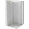Mexen Lunar L cabine de douche pentagonale à charnière gauche 90 x 90 cm, transparente, or brossé - 831L-090L-090P-55-00-L
