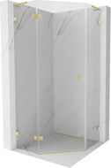 Mexen Lunar L cabine de douche pentagonale pivotante gauche 90 x 90 cm, transparent, doré brossé - 831L-090L-090P-55-00-L