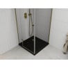 Mexen Roma cabine de douche pivotante 90 x 90 cm, transparente, dorée + receveur plat, noir - 854-090-090-50-00-4070G