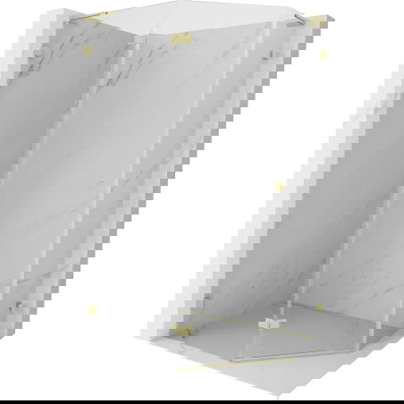 Mexen Lunar L cabine de douche pentagonale à charnière gauche 100 x 80 cm, transparent, or brossé - 831L-100L-080P-55-00-L