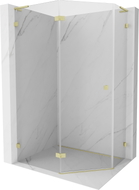 Mexen Lunar L cabine de douche pentagonale à charnière gauche 100 x 80 cm, transparent, or brossé - 831L-100L-080P-55-00-L
