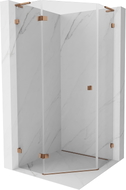 Mexen Lunar L cabine de douche pentagonale pivotante gauche 80 x 80 cm, transparent, or rose - 831L-080L-080P-60-00-L