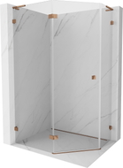 Mexen Lunar L cabine de douche pentagonale pivotante gauche 90 x 80 cm, transparent, or rose - 831L-090L-080P-60-00-L
