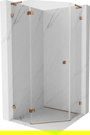 Mexen Lunar L cabine de douche pentagonale pivotante gauche 100 x 100 cm, transparent, or rose - 831L-100L-100P-60-00-L