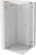 Mexen Lunar L cabine de douche pentagonale pivotante gauche 80 x 80 cm, transparent, cuivre brossé - 831L-080L-080P-65-00-L